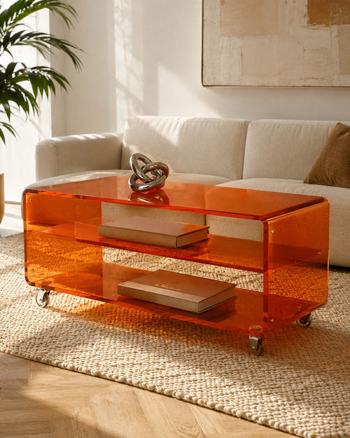 Renkli Pleksi Orta Sehpa | Tekerlekli Akrilik Coffee Table