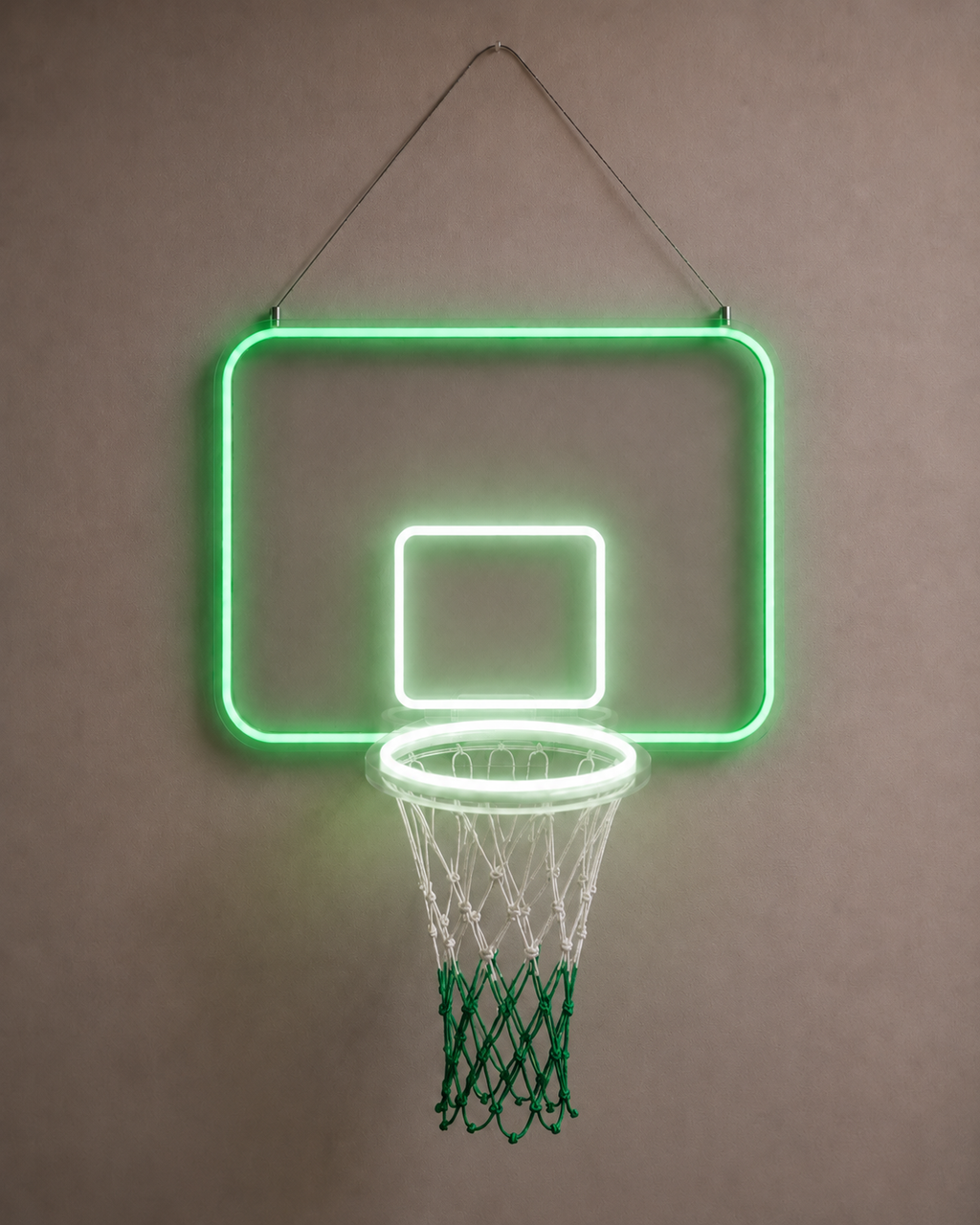 Yeşil ve beyaz neon basketbol potası, ürün fotoğrafı